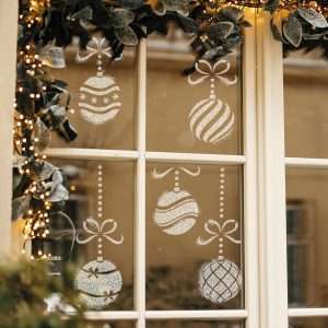Reusable Plastic Window Christmas Stencil for Artificial Snow // CHRISTMAS BALLS