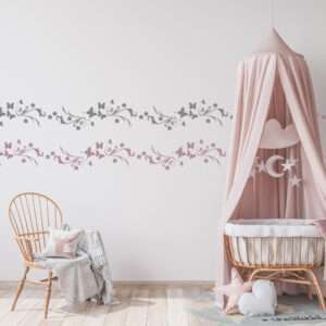 Reusable Border - Stripe Stencil // BUTTERFLY WINDFLOWERS - Size M (21x45 cm)