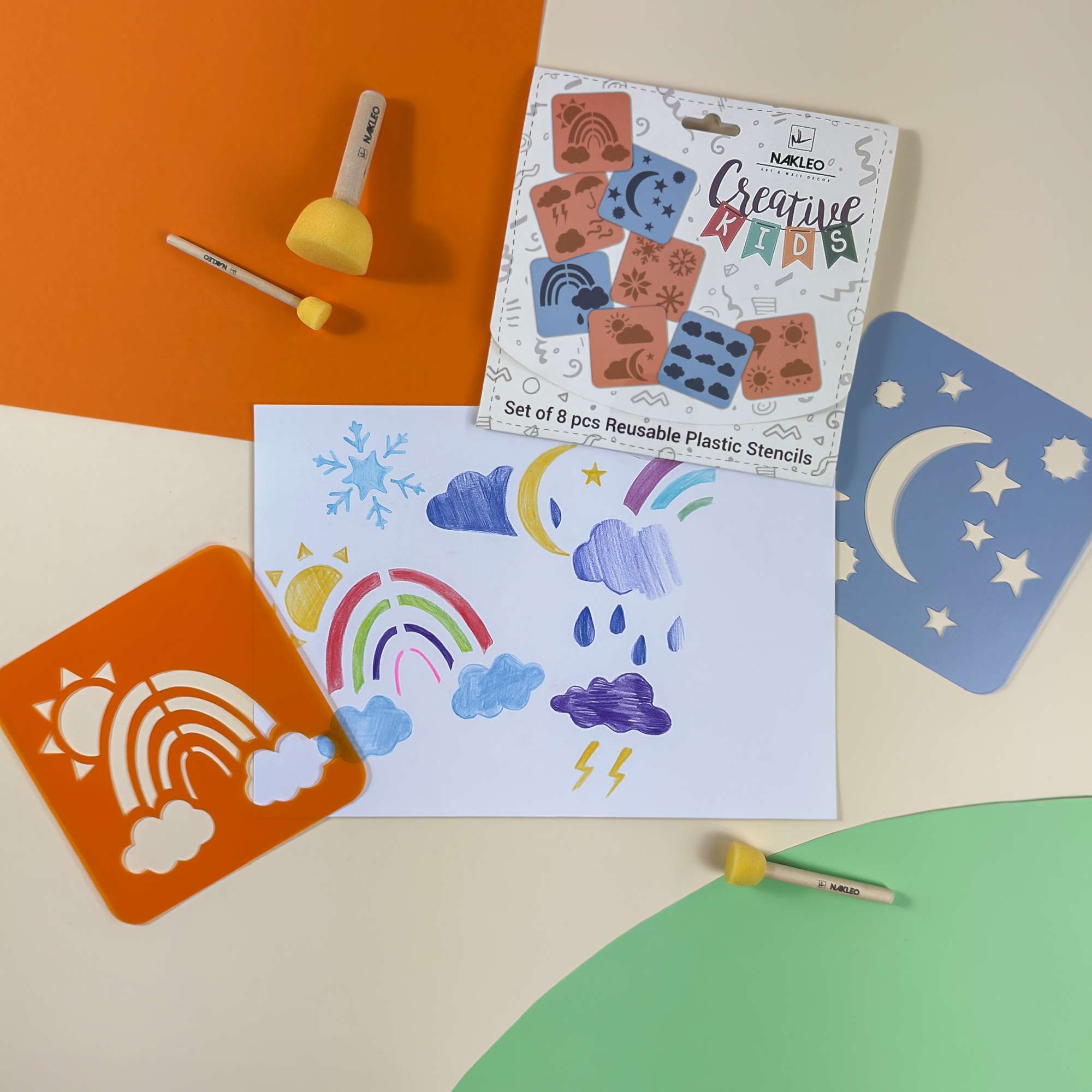 Șabloane de desen pentru copii // Set de 8 buc. // VREME Șabloane de desen pentru copii // Set de 8 buc. // VREME
