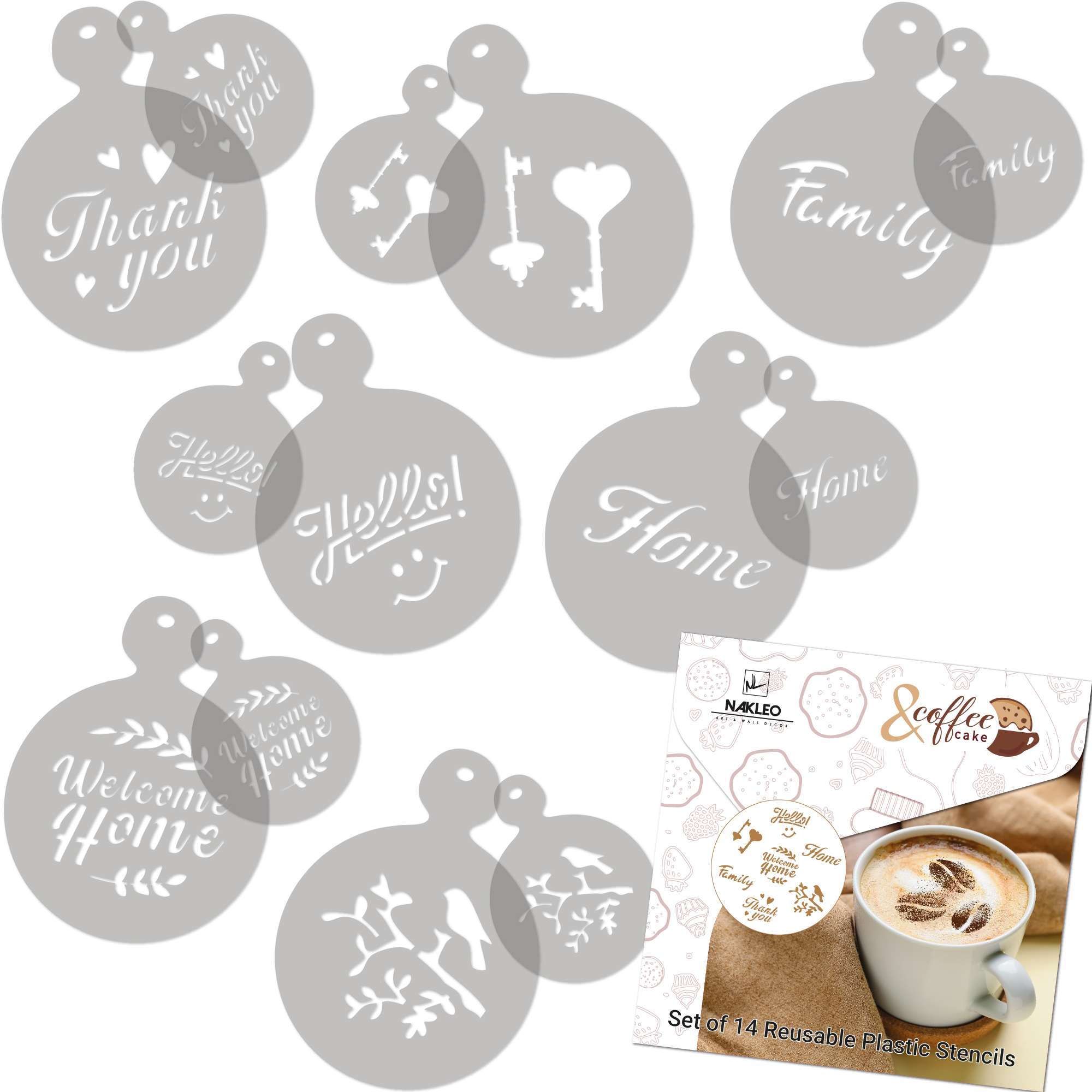 Cafea și Biscuiți Decorare Șabloane (14 buc.) // FAMILIE Cafea și Biscuiți Decorare Șabloane (14 buc.) // FAMILIE