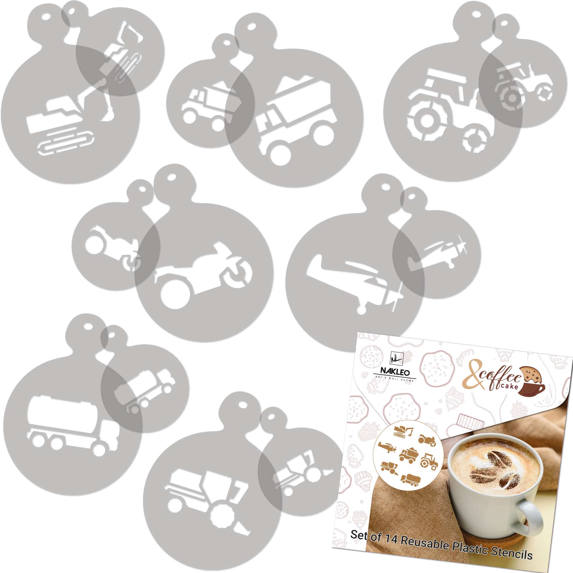 Cafea și Biscuiți Decorare Șabloane (14 buc.) // TRANSPORT Cafea și Biscuiți Decorare Șabloane (14 buc.) // TRANSPORT