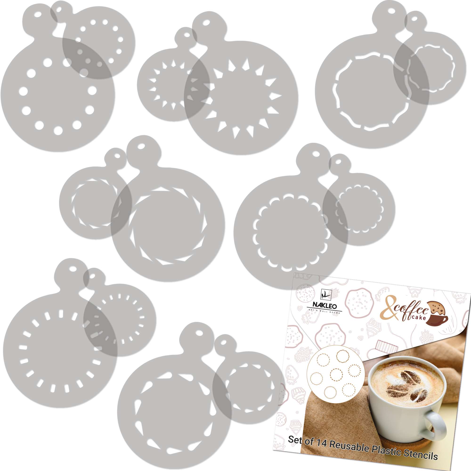 Cafea și Biscuiți Decorare Șabloane (14 buc.) // CERCURI Cafea și Biscuiți Decorare Șabloane (14 buc.) // CERCURI