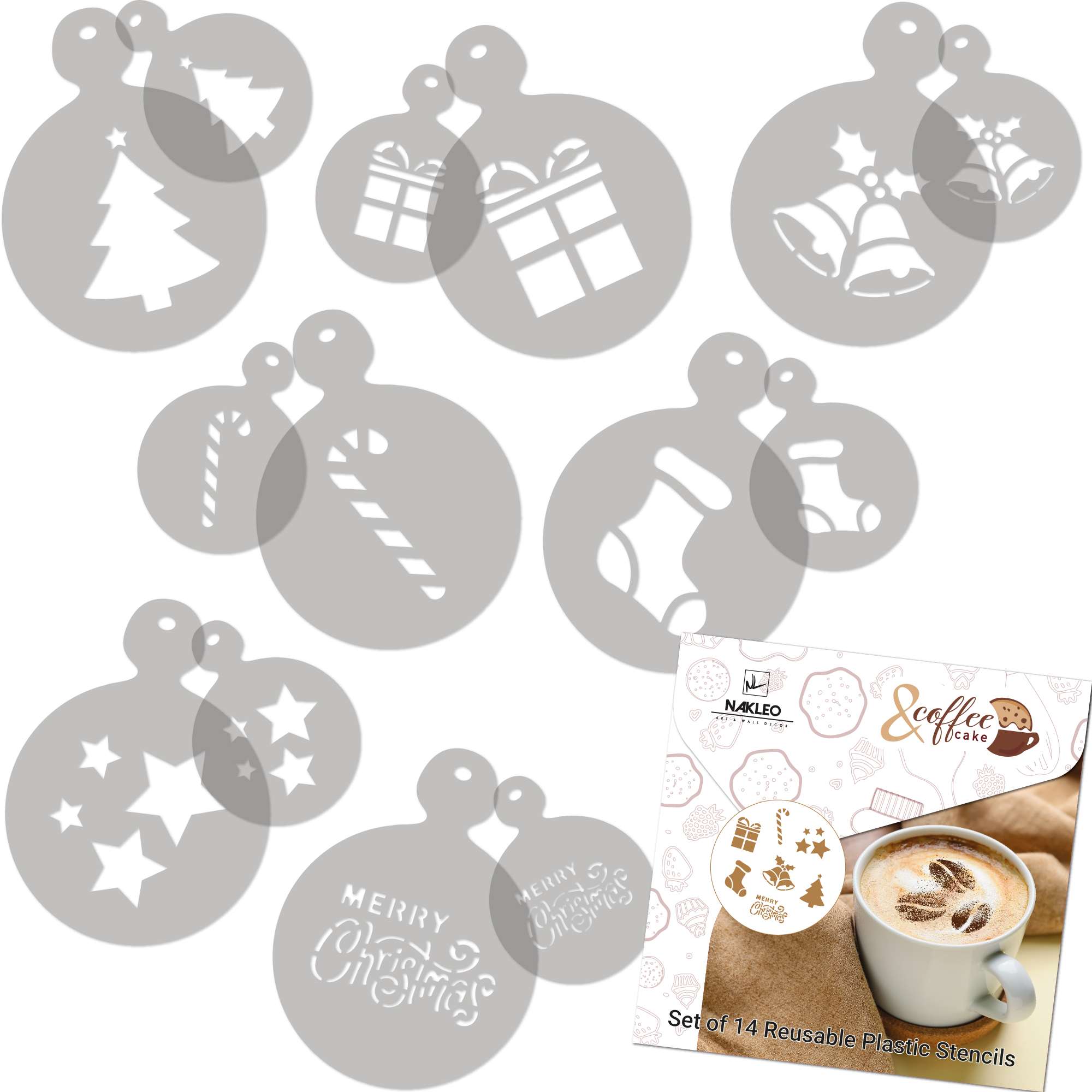 Cafea și Biscuiți Decorare Șabloane (14 buc.) // CRĂCIUN Cafea și Biscuiți Decorare Șabloane (14 buc.) // CRĂCIUN