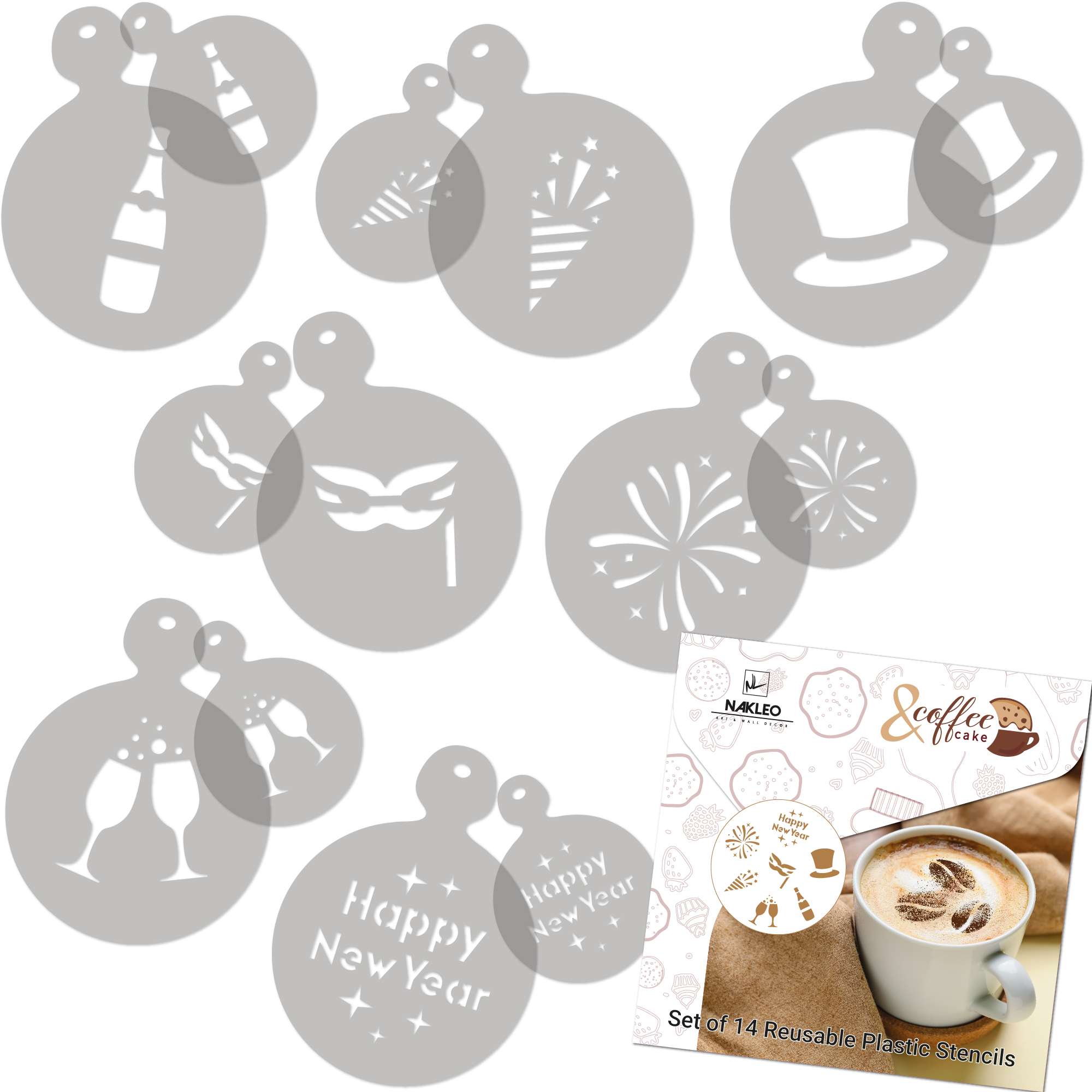 Cafea și Biscuiți Decorare Șabloane (14 buc.) // REVELION Cafea și Biscuiți Decorare Șabloane (14 buc.) // REVELION