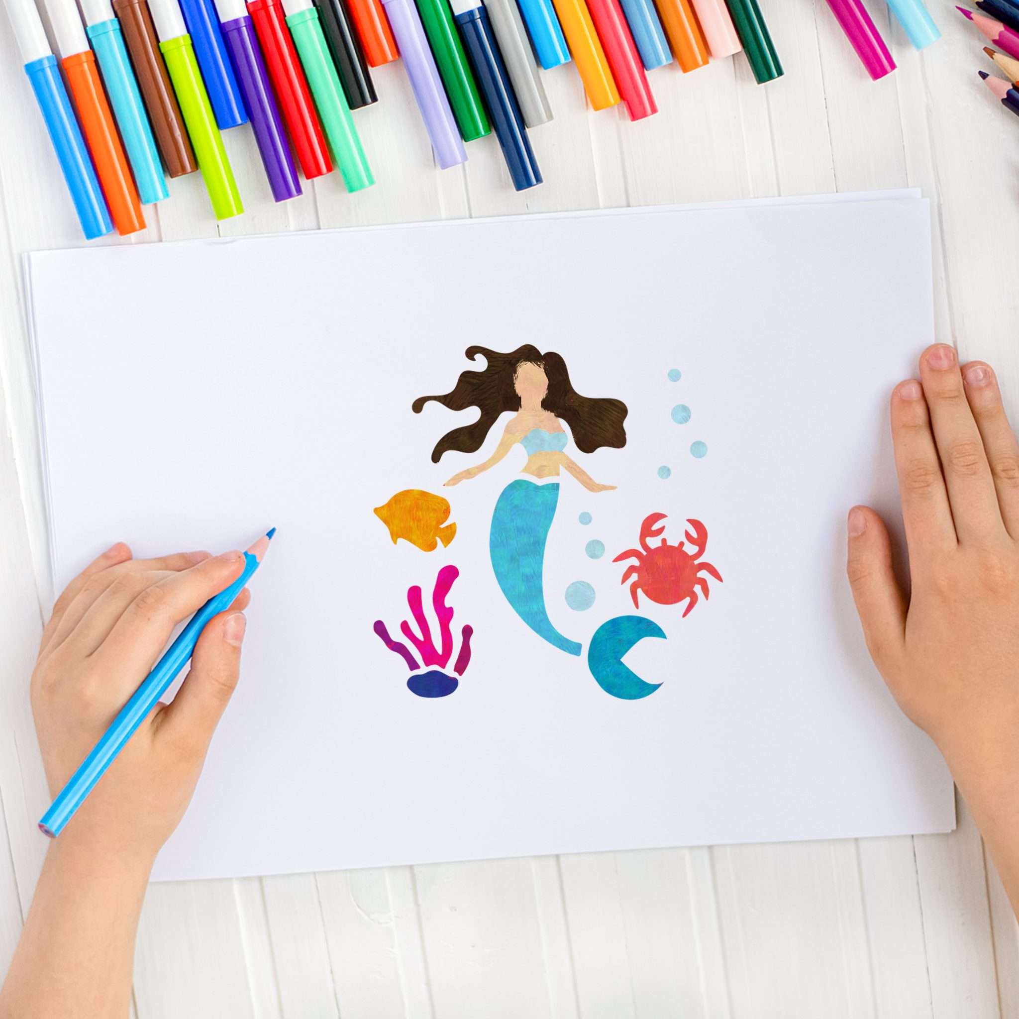 Șabloane de desen pentru copii // Set de 8 buc. // SIRENE Șabloane de desen pentru copii // Set de 8 buc. // SIRENE