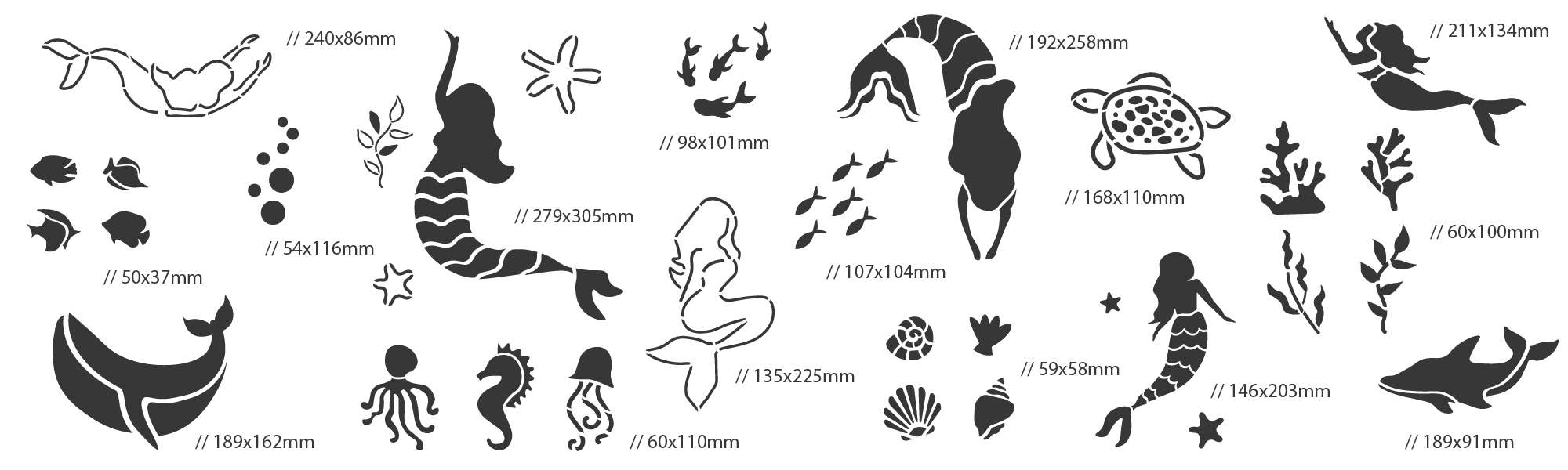Șabloane de Pictură pentru Camera Copiilor // Set 14 buc // SIRENE