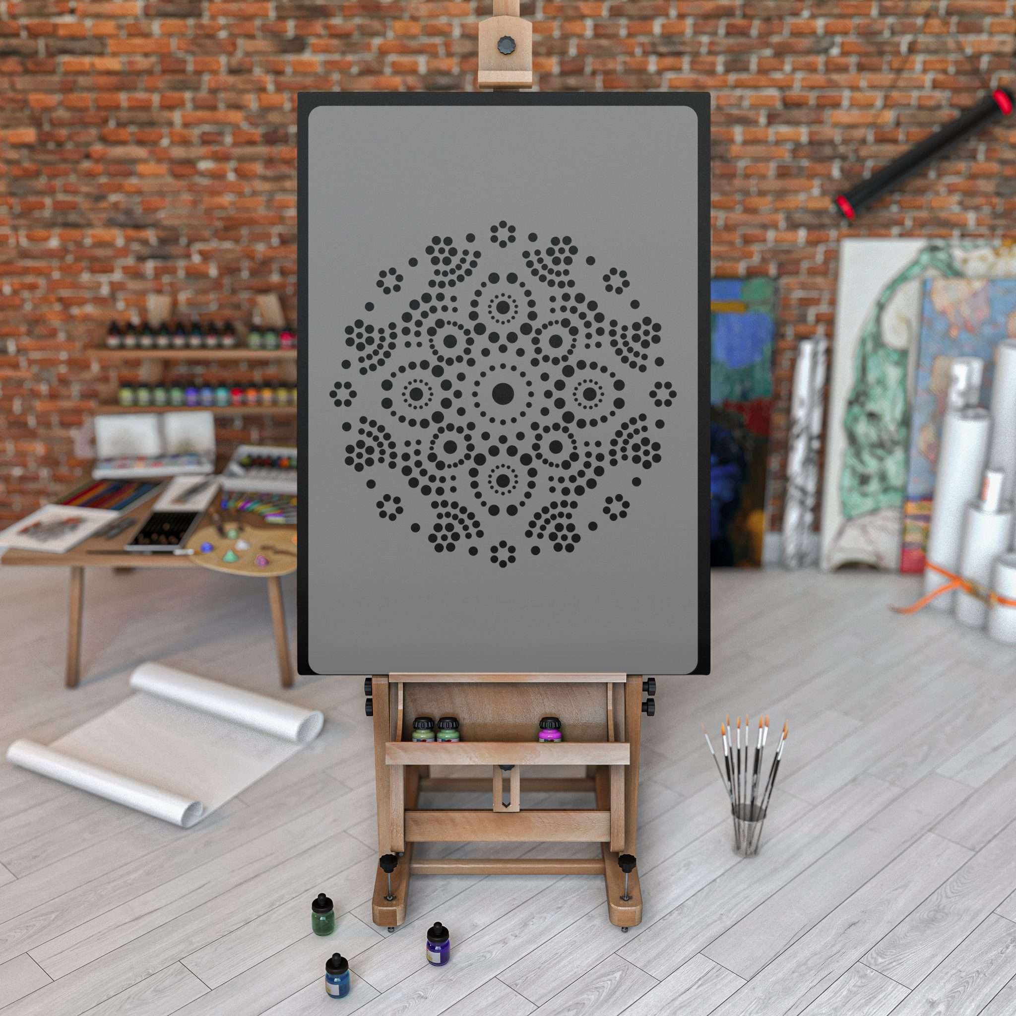 Șablon de pictură // MANDALA CU PUNCTE ÎN STIL ABORIGEN Șablon de pictură // MANDALA CU PUNCTE ÎN STIL ABORIGEN